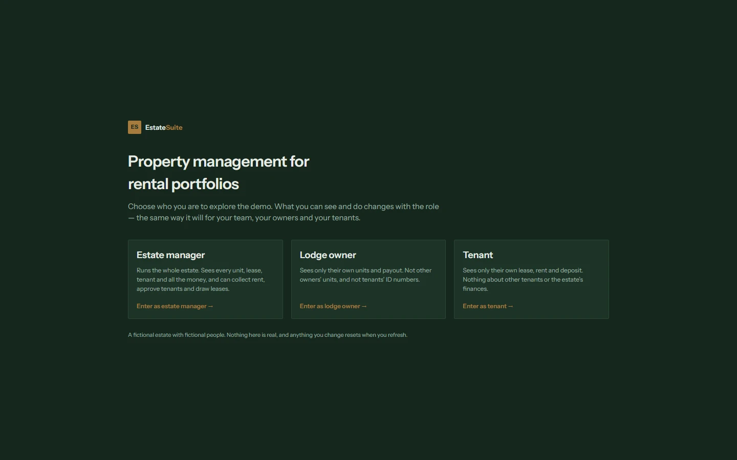 EstateSuite property management desktop dashboard interface